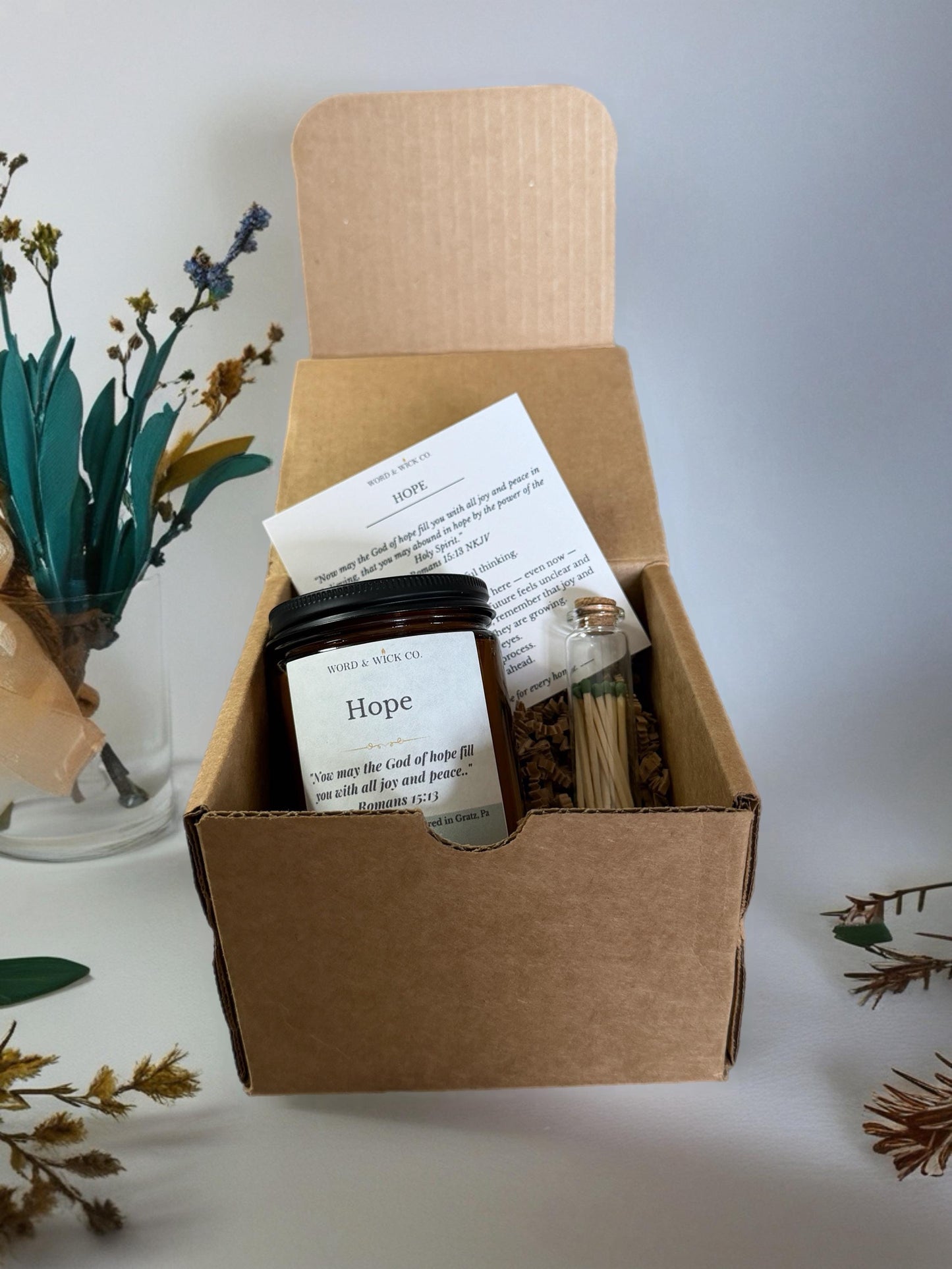 Beeswax Prayer Candle | Hope Scripture Candle | Christian Gift | Wood Wick | Non-Toxic | Romans 15:13 | Faith Gift for Her | Encouragement