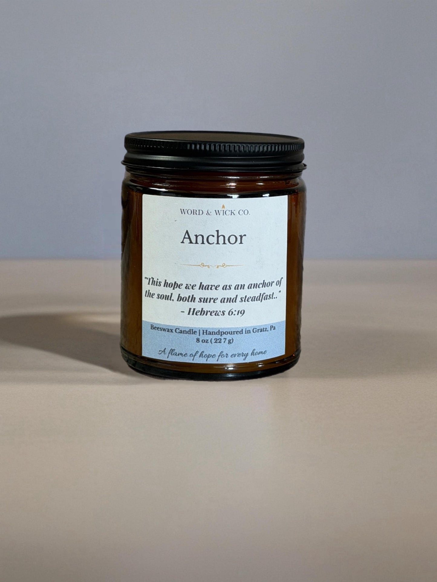 Christian Candle | Anchor | Candle Gift | Scripture Beeswax Candle | Encouragement Gift | Faith Gift for Women | Word & Wick Co.