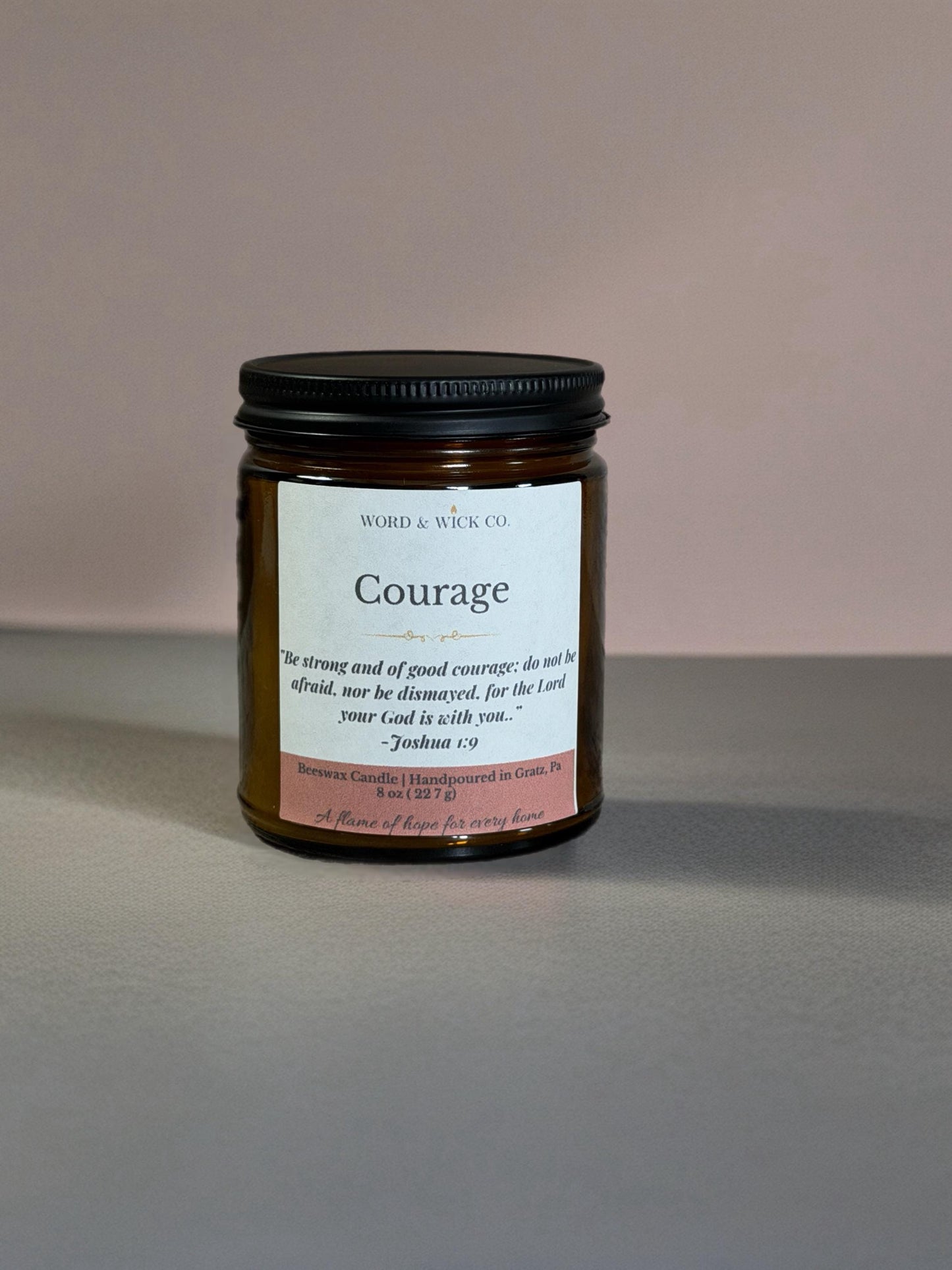 Christian Candle | Courage | Scripture Candle Gift | Faith Candle for Women | Beeswax Hand-Poured | Encouragement Gift | Word & Wick Co.
