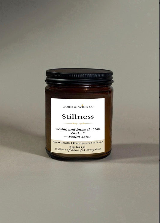 Christian Candle | Stillness | Faith Candle Gift | Beeswax Hand-Poured | Scripture Candle | Anxiety Relief Gift | Grief Gift